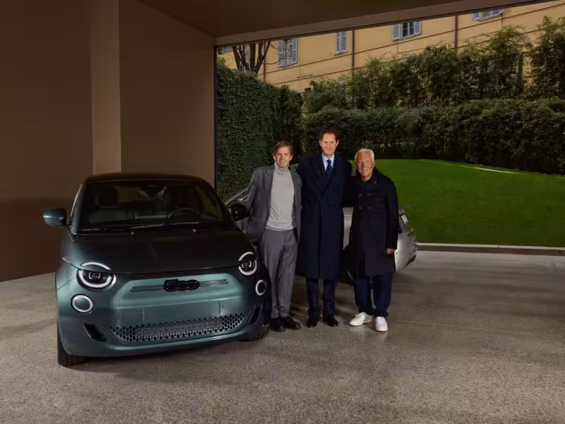 FIAT and Giorgio Armani Celebrate Sustainable Style with Exclusive 500e Delivery at Milan Fashion Week 2025
