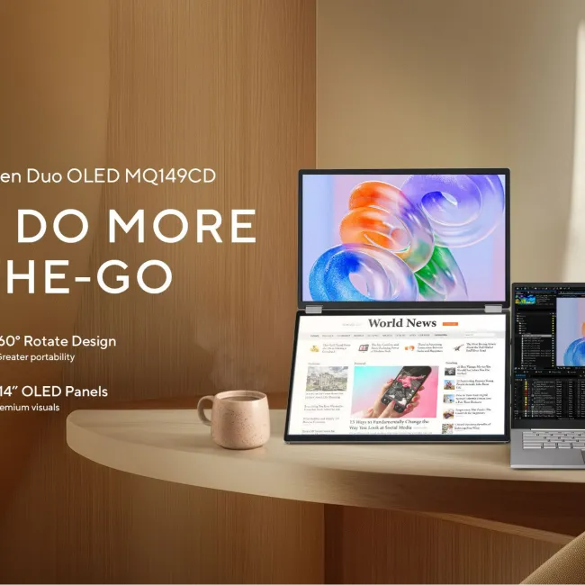 ASUS ZenScreen Duo OLED MQ149CD Redefines Portable Productivity